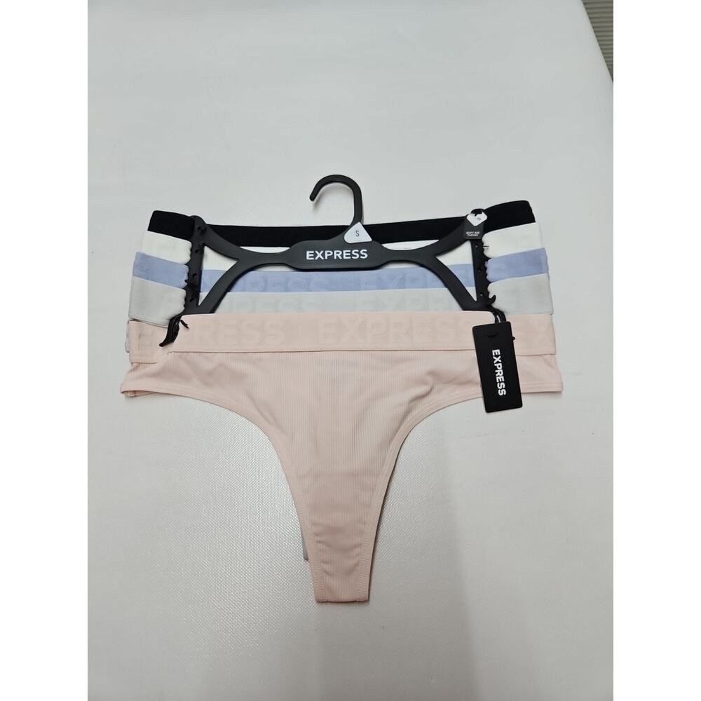 Express Woman's Soft Rib Thong Small Multicolor 5 Pack - Picture 2 of 9